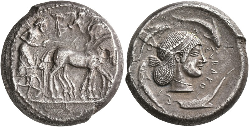 SICILY. Syracuse. Deinomenid Tyranny, 485-466 BC. Tetradrachm (Silver, 24 mm, 17...