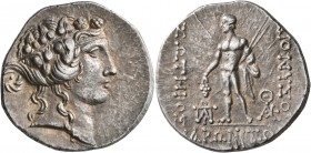 THRACE. Maroneia. Circa 189/8-49/5 BC. Tetradrachm (Silver, 32 mm, 16.54 g, 1 h). Head of youthful Dionysos to right, wearing taenia and wreath of ivy...