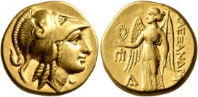 KINGS OF MACEDON. Alexander III ‘the Great’, 336-323 BC. Stater (Gold, 17 mm, 8.60 g, 1 h), Amphipolis, struck under Antipater, circa 325-319. Head of...