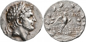 KINGS OF MACEDON. Perseus, 179-168 BC. Tetradrachm (Silver, 30 mm, 15.59 g, 12 h), reduced standard, Pella or Amphipolis, circa 173-171. Diademed head...