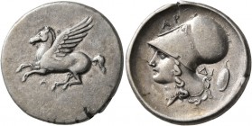 AKARNANIA. Argos Amphilochikon. Circa 330-280 BC. Stater (Silver, 24 mm, 8.41 g, 8 h). A Pegasos flying left. Rev. AP Head of Athena to left, wearing ...