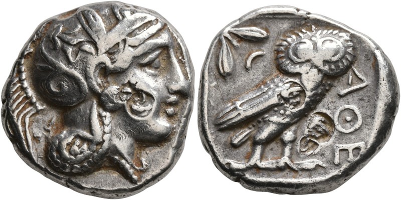 ATTICA. Athens. Circa 393-355 BC. Tetradrachm (Silver, 23 mm, 17.07 g, 9 h). Hea...