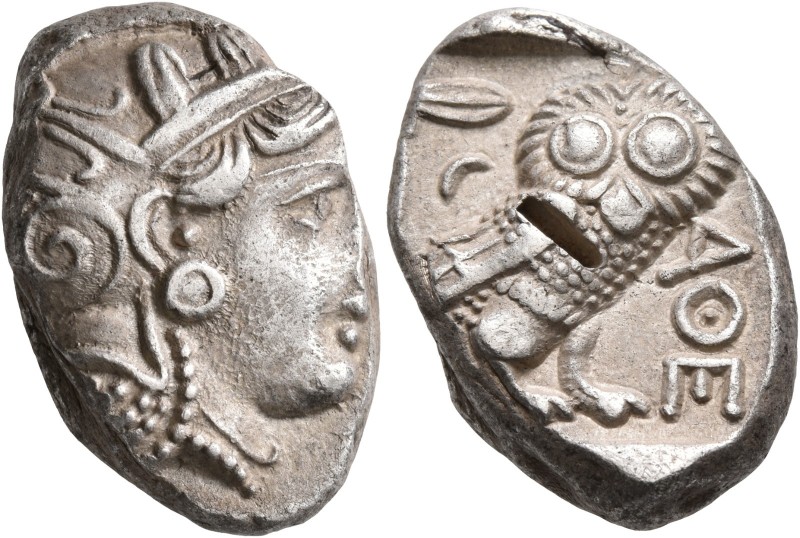 ATTICA. Athens. Circa 393-355 BC. Tetradrachm (Silver, 25 mm, 17.15 g, 8 h). Hea...