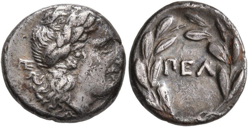 ACHAIA. Pellene. Circa 340-320 BC. Hemidrachm (Silver, 15 mm, 2.92 g, 3 h). Laur...