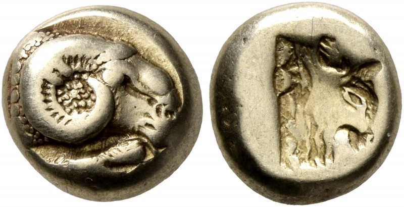 LESBOS. Mytilene. Circa 478-455 BC. Hekte (Electrum, 10 mm, 2.46 g, 9 h). Head o...