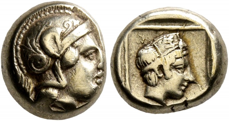 LESBOS. Mytilene. Circa 412-378 BC. Hekte (Electrum, 10 mm, 2.52 g, 3 h). Head o...