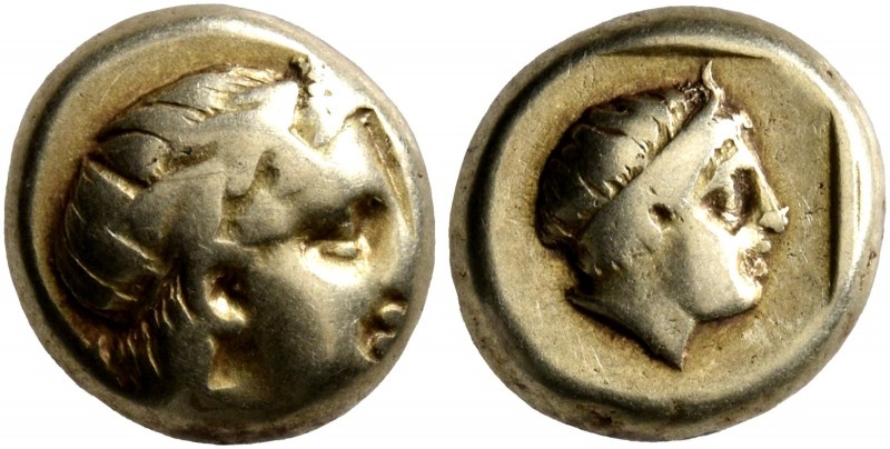 LESBOS. Mytilene. Circa 377-326 BC. Hekte (Electrum, 10 mm, 2.50 g, 12 h). Head ...