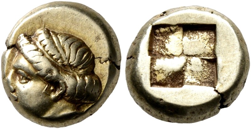 IONIA. Phokaia. Circa 478-387 BC. Hekte (Electrum, 10 mm, 2.56 g). Head of a fem...