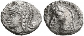 ASIA MINOR. Uncertain. Circa 450-400 BC. Hemiobol (Silver, 8 mm, 0.34 g, 10 h). Head of Attis (?) to left, wearing Phrygian cap. Rev. Head of a horse ...