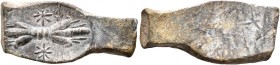 ASIA MINOR. Uncertain. Circa 2nd to 1st centuries BC. Tessera (Lead, 22x10 mm, 3.42 g). Thunderbolt between two stars. Rev. Blank. An unusual and attr...