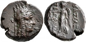 KINGS OF ARMENIA. Tigranes the Younger, 77/6-66 BC. Tetrachalkon (Bronze, 17 mm, 7.10 g, 11 h), uncertain mint (Artaxata?), 66/5. Draped bust of Tigra...