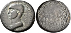 KINGS OF ARMENIA MINOR. Aristobulus, 54-71/2. Oktachalkon (Bronze, 25 mm, 11.66 g, 12 h), with Nero (54-68). Chalcis (?), RY 13 = 66/7. BACIΛEΩC APICT...