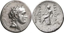 SELEUKID KINGS OF SYRIA. Seleukos IV Philopator, 187-175 BC. Tetradrachm (Silver, 29 mm, 16.70 g, 1 h), Tarsos. Diademed head of Seleukos IV to right....