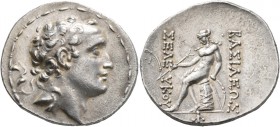 SELEUKID KINGS OF SYRIA. Seleukos IV Philopator, 187-175 BC. Tetradrachm (Silver, 30 mm, 17.10 g, 12 h), Antiochia on the Orontes. Diademed head of Se...
