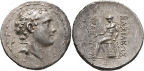 SELEUKID KINGS OF SYRIA. Seleukos IV Philopator, 187-175 BC. Tetradrachm (Silver, 31 mm, 16.53 g, 12 h), Antiochia on the Orontes. Diademed head of Se...