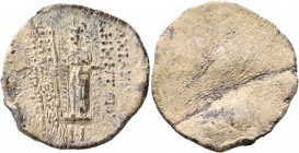 SELEUKID KINGS OF SYRIA. Demetrios II Nikator, first reign, 146-138 BC. Tessera (Lead, 29 mm, 11.11 g). BAΣΙΛΕΩ[Σ] / ΔHMHTPIO[Y] - ΦΙΛΑΔΕΛΦΦOY / NIKAT...