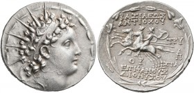 SELEUKID KINGS OF SYRIA. Antiochos VI Dionysos, 144-142 BC. Tetradrachm (Silver, 31 mm, 16.73 g, 1 h), Antiochia on the Orontes. Struck under Tryphon,...