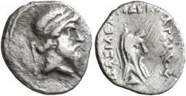 KINGS OF PARTHIA. Mithradates I, 165-132 BC. Obol (Silver, 10 mm, 0.61 g, 1 h), Ekbatana. Diademed head of Mithradates I to right. Rev. BAΣIΛEΩΣ - MEΓ...