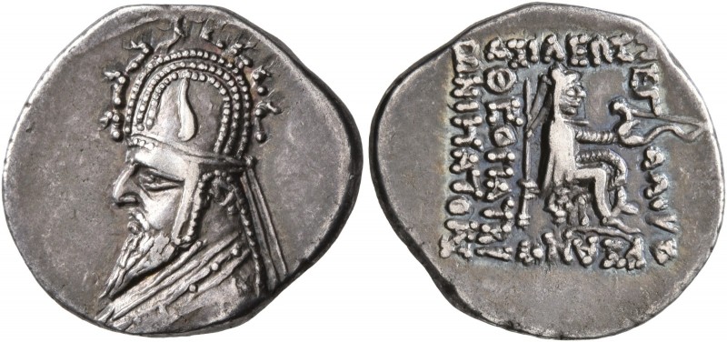 KINGS OF PARTHIA. Sinatrukes, 93/2-70/69 BC. Drachm (Silver, 20 mm, 4.11 g, 12 h...