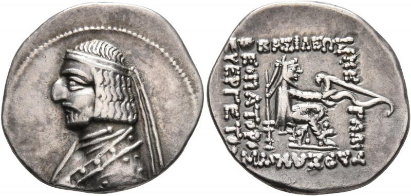 KINGS OF PARTHIA. Arsakes XVI, 78/7-62/1 BC. Drachm (Silver, 21 mm, 4.00 g, 12 h...