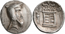 KINGS OF PERSIS. Autophradates (Vadfradad) I, early 2nd century BC. Drachm (Silver, 19 mm, 2.88 g, 12 h). Bearded head of Vadfradad I to right, wearin...
