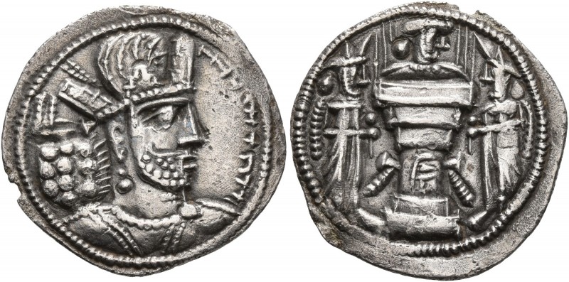 SASANIAN KINGS. Shahpur II, 309-379. Drachm (Silver, 24 mm, 4.00 g, 3 h), Mint I...