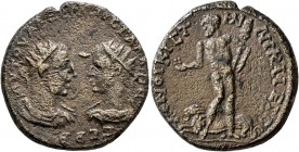 BITHYNIA. Nicaea. Valerian I, with Gallienus, 253-260. AE (Bronze, 26 mm, 10.92 g, 12 h). AYT OYAΛЄPIANOC ΓAΛΛIHNOC CEB Radiate, draped and cuirassed ...