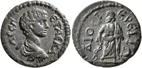 LYDIA. Dioshieron. Geta, as Caesar, 198-209. AE (Bronze, 16 mm, 2.17 g, 6 h). Λ CЄ ΓЄTAC KA Bare-headed, draped and cuirassed bust of Geta to right, s...