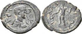 LYDIA. Philadelphia. Geta, as Caesar, 198-209. Assarion (Bronze, 24 mm, 4.07 g, 7 h). ΓЄTAC K Bare-headed, draped and cuirassed bust of Geta to right,...