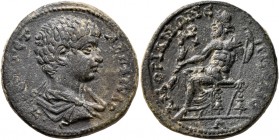 PHRYGIA. Amorium. Geta, as Caesar, 198-209. Diassarion (Bronze, 26 mm, 8.85 g, 1 h). •Π•CЄΠ•ΓЄTAC KAICAP. Bare-headed and draped bust of Geta to right...