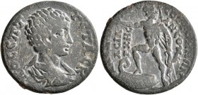 PHRYGIA. Otrus. Geta, as Caesar, 198-209. Diassarion (Bronze, 25 mm, 7.87 g, 7 h), Alexander, asiarch. ΠO CЄΠT ΓЄTAC K Bare-headed and draped bust of ...