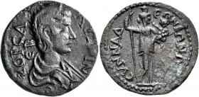 PHRYGIA. Synnada. Salonina, Augusta, 254-268. Tetrassarion (Bronze, 27 mm, 11.00 g, 7 h). KOP CAΛONЄINA C-ЄB Draped bust of Salonina to right. Rev. CY...