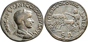 PISIDIA. Antiochia. Gordian III, 238-244. 'Sestertius' (Orichalcum, 33 mm, 25.98 g, 7 h). IMP CAES M ANT GORDIANVS AVG Laureate, draped and cuirassed ...