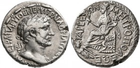 CILICIA. Tarsus. Hadrian, 117-138. Tridrachm (Silver, 24 mm, 9.67 g, 1 h). ΑΥΤ ΚΑΙ ΘΕ ΤΡA ΠΑΡ ΥΙ ΘΕ ΝΕΡ ΥΙ ΤΡΑ ΑΔΡΙΑΝΟϹ ϹE Laureate head of Hadrian to...