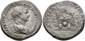 CAPPADOCIA. Caesaraea-Eusebia. Trajan, 98-117. Didrachm (Silver, 20 mm, 6.65 g, 7 h), Rome mint, for Caesarea, 112-114. IMP TRAIANO AVG GER DAC P M TR...