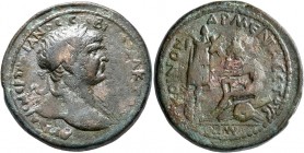 ARMENIA MINOR, Koinon of Armenia. Trajan, 98-117. 'Sestertius' (Orichalcum, 35 mm, 30.53 g, 12 h), Nicopolis ad Lycum, RY 17 and CY 43 = 113/4. ΑΥΤ ΚΑ...