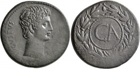 ASIA MINOR. Uncertain. Augustus, 27 BC-AD 14. 'Sestertius' (Bronze, 34 mm, 27.22 g, 2 h), circa 25 BC. AVGVSTVS Bare head of Augustus to right. Rev. L...