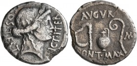 Julius Caesar, 49-44 BC. Denarius (Silver, 18 mm, 3.46 g, 10 h), military mint in Sicily (?), 46. COS•TERT DICT•ITER Head of Ceres to right, wearing w...