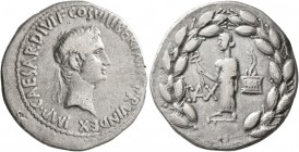 Octavian, 44-27 BC. Cistophorus (Silver, 27 mm, 11.45 g, 12 h), Ephesus, 28 BC. IMP•CAESAR•DIVI•F•COS VI LIBERTATIS•P•R•VINDEX Laureate head of Octavi...