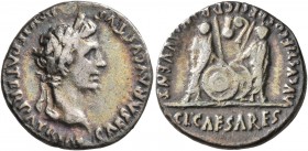 Augustus, 27 BC-AD 14. Denarius (Silver, 19 mm, 3.71 g, 7 h), Lugdunum, 2 BC-AD 4. CAESAR AVGVSTVS DIVI F PATER PATRIAE Laureate head of Augustus to r...