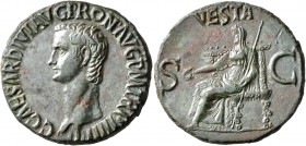 Gaius (Caligula), 37-41. As (Copper, 28 mm, 10.77 g, 5 h), Rome, 40-41. C CAESAR DIVI AVG PRON AVG P M TR P IIII P P Bare head of Gaius to left. Rev. ...