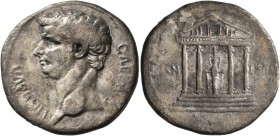 Claudius, 41-54. Cistophorus (Silver, 26 mm, 10.00 g, 7 h), Ephesus, 41-42 (?). TI CLAVD CAES•AVG Bare head of Claudius to left. Rev. DIAN - EPHE Tetr...
