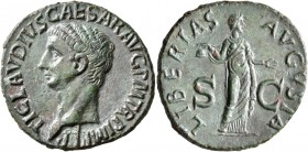 Claudius, 41-54. As (Copper, 30 mm, 9.15 g, 7 h), Rome, 50-54. TI CLAVDIVS CAESAR AVG P M TR P IMP P P Bare head of Claudius to left. Rev. LIBERTAS AV...
