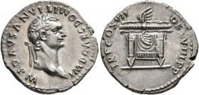 Domitian, 81-96. Denarius (Silver, 19 mm, 3.45 g, 6 h), Rome, 81. IMP CAES DOMITIANVS AVG P M Laureate head of Domitian to right. Rev. TR P COS VII DE...