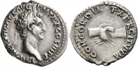 Nerva, 96-98. Denarius (Silver, 18 mm, 3.61 g, 6 h), Rome, 97. IMP NERVA CAES AVG P M TR P COS III P P Laureate head of Nerva to right. Rev. CONCORDIA...