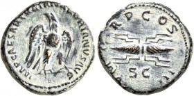 Hadrian, 117-138. Quadrans (Orichalcum, 18 mm, 3.73 g, 6 h), Rome, 121-122. IMP CAESAR TRAIAN HADRIANVS AVG Eagle standing front, head to left, wings ...