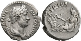 Hadrian, 117-138. Denarius (Silver, 17 mm, 2.85 g, 1 h), Rome, circa 130-133. HADRIANVS AVG COS III P P Laureate and draped bust of Hadrian to right, ...