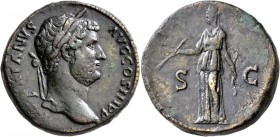 Hadrian, 117-138. Sestertius (Orichalcum, 30 mm, 25.34 g, 6 h), Rome, 130-138. HADRIANVS AVG COS III P P Laureate head of Hadrian to right. Rev. S - C...
