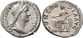 Sabina, Augusta, 128-136/7. Denarius (Silver, 18 mm, 3.13 g, 6 h), Rome, circa 130-133. SABINA AVGVSTA HADRIANI AVG P P Diademed and draped bust of Sa...