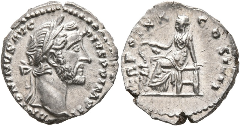 Antoninus Pius, 138-161. Denarius (Silver, 18 mm, 3.48 g, 6 h), Rome, 156-157. A...